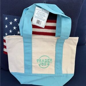 Trader Joe's mini tote blue